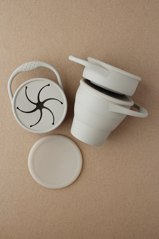 littleCHEW Foldable Silicone Snack Cup - Taupe