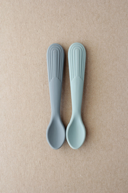 littleCHEW Rainbow Spoon - Dim Grey | Cloud Blue