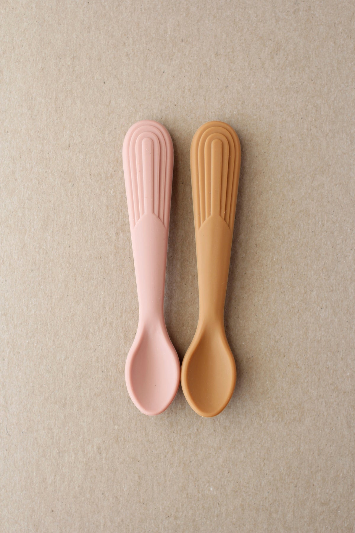 littleCHEW Rainbow Silicone Spoon - Cameo | Biscuit