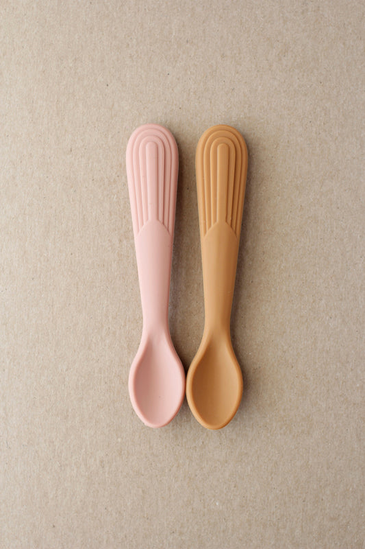 littleCHEW Rainbow Silicone Spoon - Cameo | Biscuit