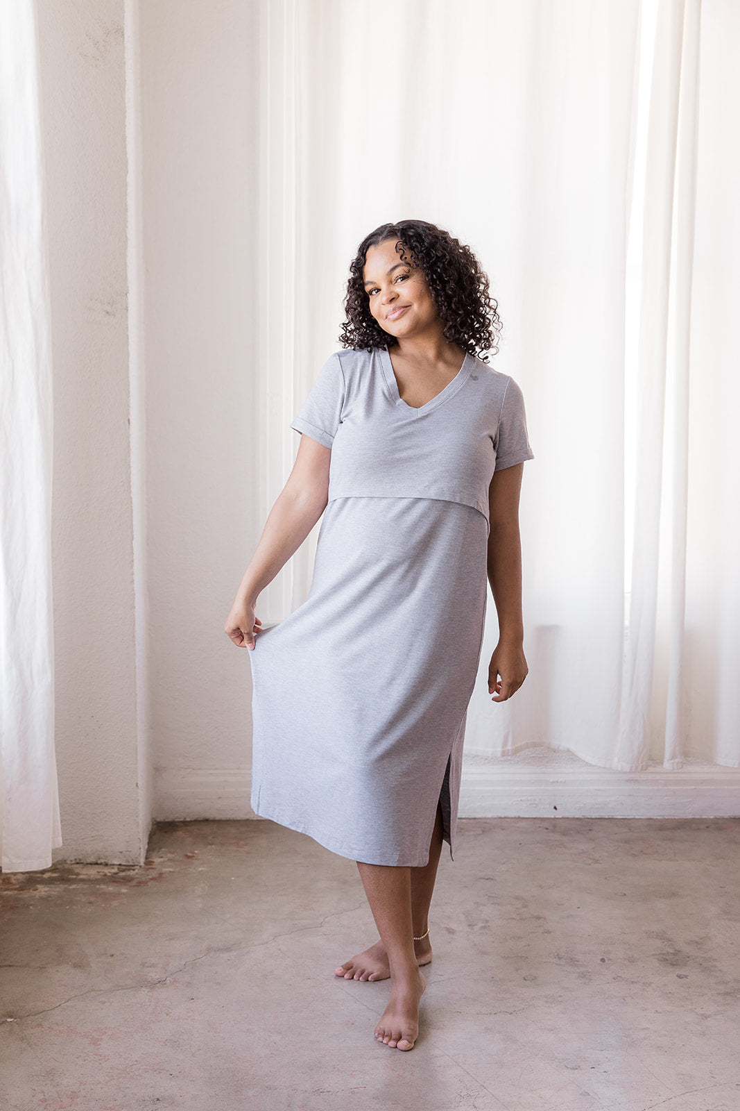 MLM Brand Everyday Breastfeeding Dress - Heather Gray