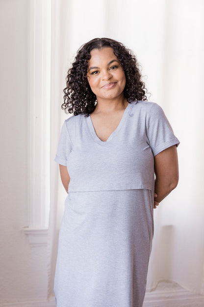 MLM Brand Everyday Breastfeeding Dress - Heather Gray