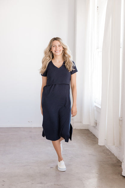 MLM Brand Everyday Breastfeeding Dress - Navy