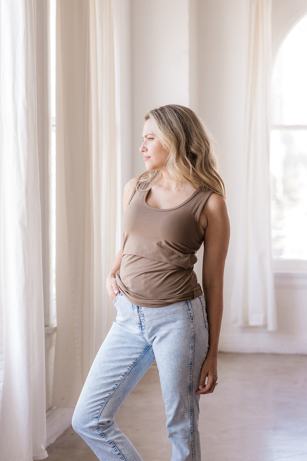 MLM Brand Everywhere Breastfeeding Tank Top - Americano Brown