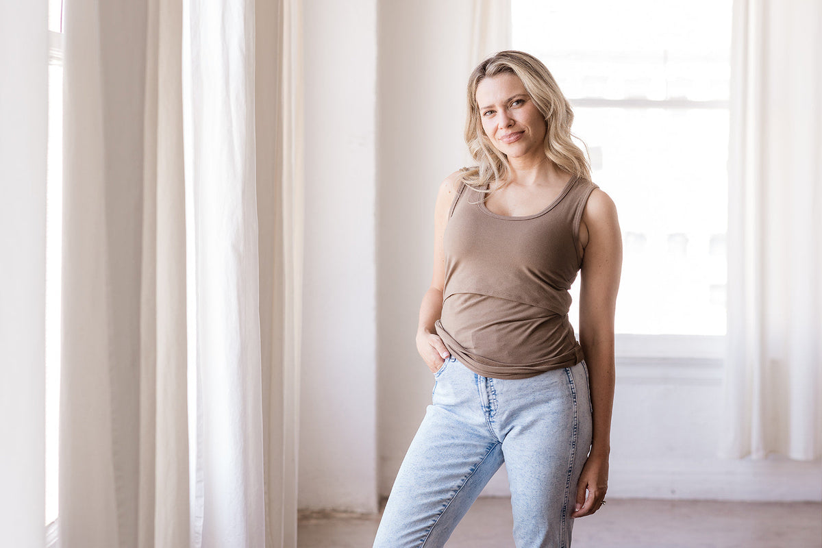 MLM Brand Everywhere Breastfeeding Tank Top - Americano Brown