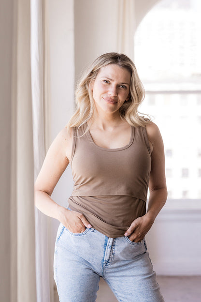 MLM Brand Everywhere Breastfeeding Tank Top - Americano Brown
