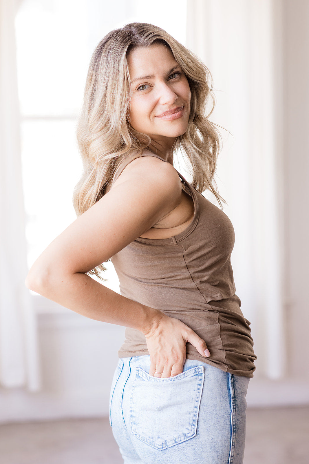 MLM Brand Everywhere Breastfeeding Tank Top - Americano Brown