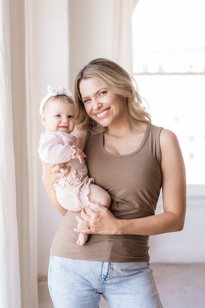 MLM Brand Everywhere Breastfeeding Tank Top - Americano Brown