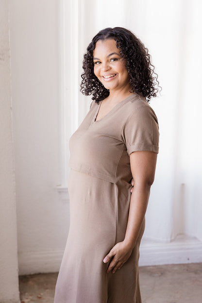 MLM Brand Everyday Breastfeeding Dress - Americano Brown