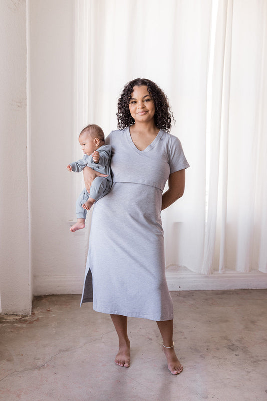MLM Brand Everyday Breastfeeding Dress - Heather Gray
