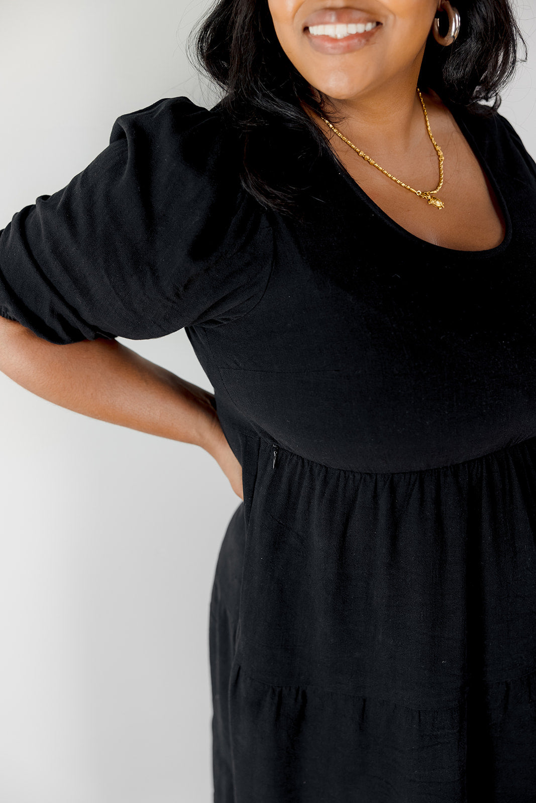 MLM Brand Tiered Breastfeeding Dress - Black