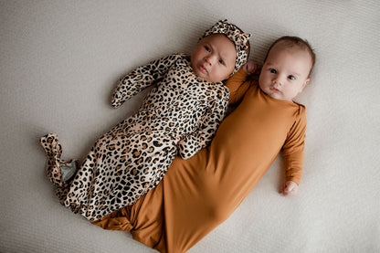 Three Little Tots Leopard Knotted Newborn Baby Gown