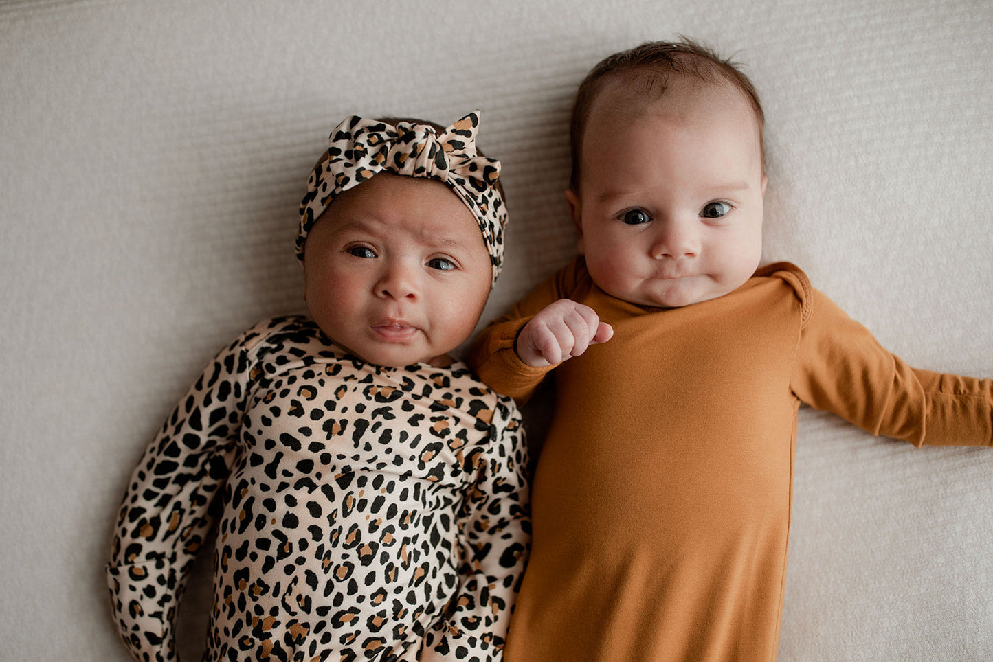 Three Little Tots Leopard Knotted Newborn Baby Gown
