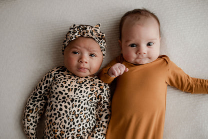 Three Little Tots Leopard Knotted Newborn Baby Gown
