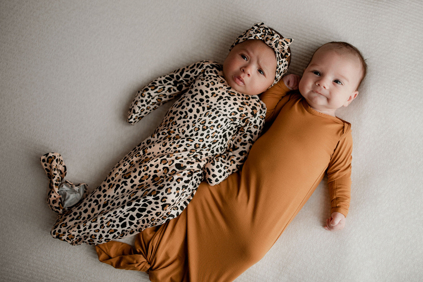 Three Little Tots Leopard Knotted Newborn Baby Gown