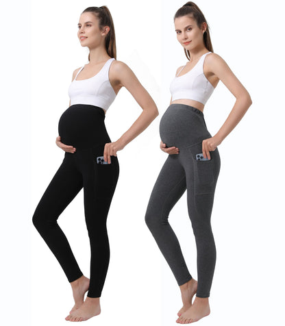 Alina Mae Maternity Pregnancy Yoga Pants with Pockets (2 Pack)