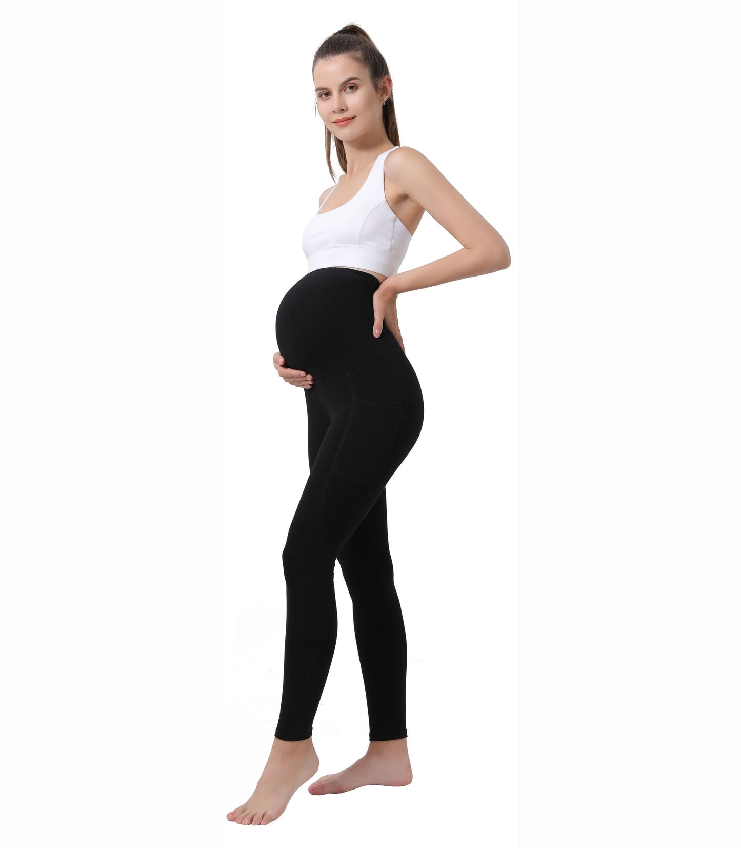 Alina Mae Maternity Pregnancy Yoga Pants with Pockets (2 Pack)