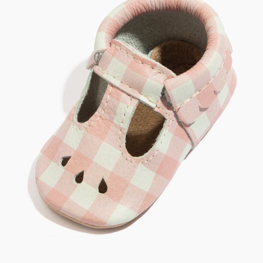 Freshly Picked Melon Gingham Mary Jane Baby Shoe