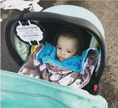 Three Little Tots Micro Preemie No Touching Car Seat Sign Tag