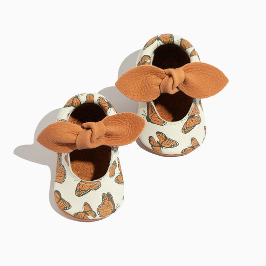 Freshly Picked Monarch Butterfly Knotted Bow Baby Shoe