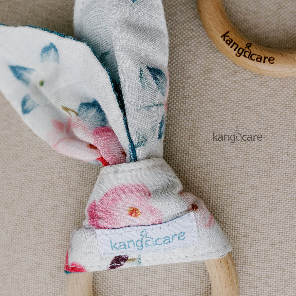 Kanga Care Muslin Crinkle Bunny Ear Teething Ring - Lily