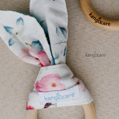 Kanga Care Muslin Crinkle Bunny Ear Teething Ring - Lily