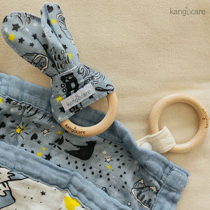 Kanga Care Muslin Crinkle Bunny Ear Teething Ring - Wander