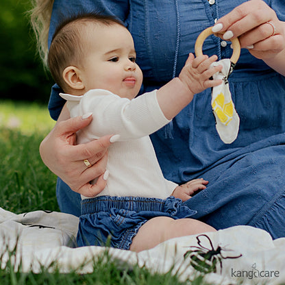 Kanga Care Muslin Crinkle Bunny Ear Teething Ring - Unity