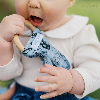 Kanga Care Muslin Crinkle Bunny Ear Teething Ring - Wander