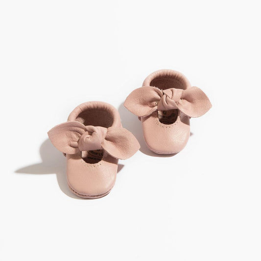 Freshly Picked Newborn Blush Knotted Bow Baby Shoe