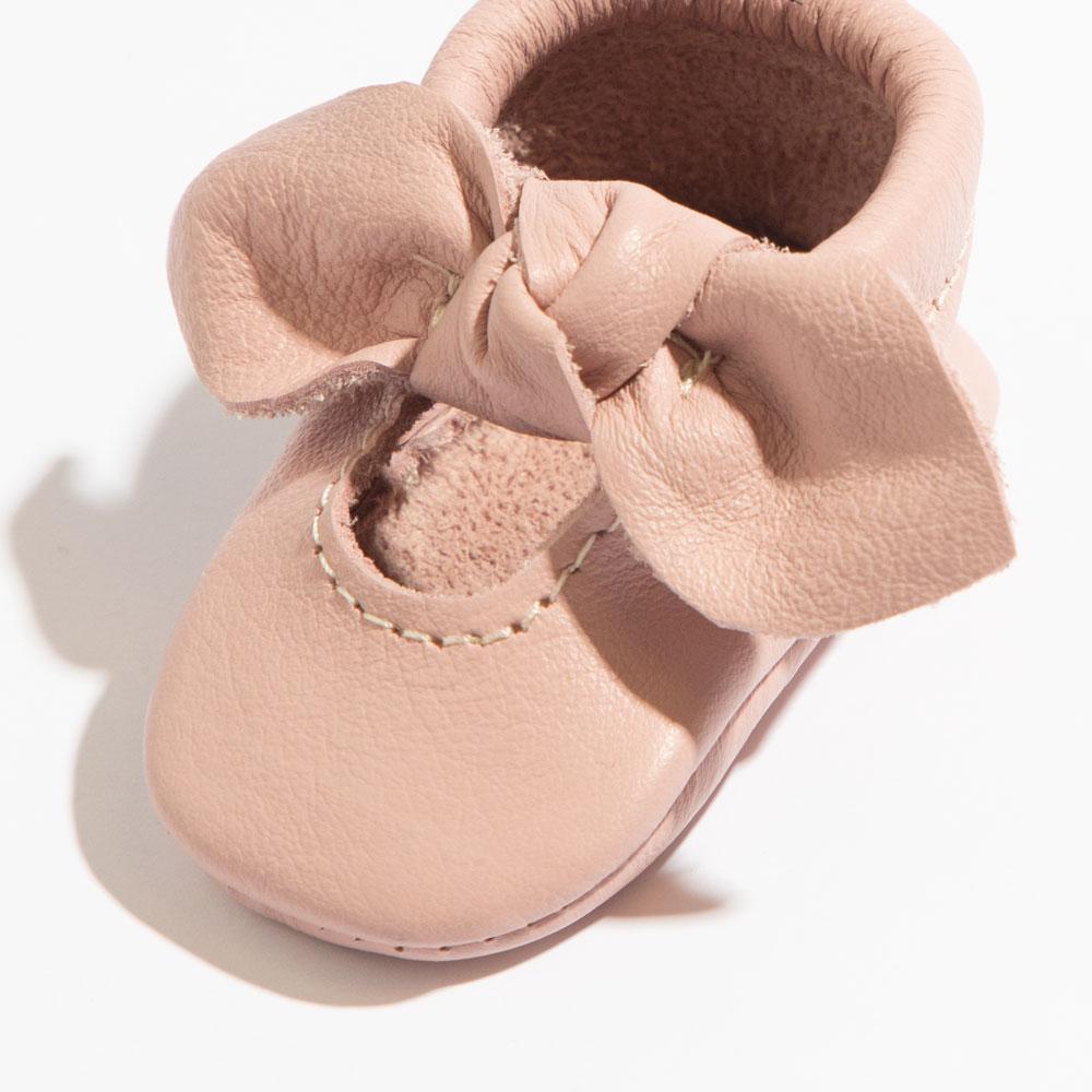 Freshly Picked Newborn Blush Knotted Bow Baby Shoe