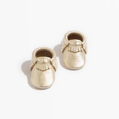 Freshly Picked Newborn Platinum Moccasin Baby Shoe