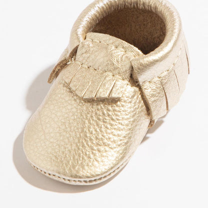 Freshly Picked Newborn Platinum Moccasin Baby Shoe