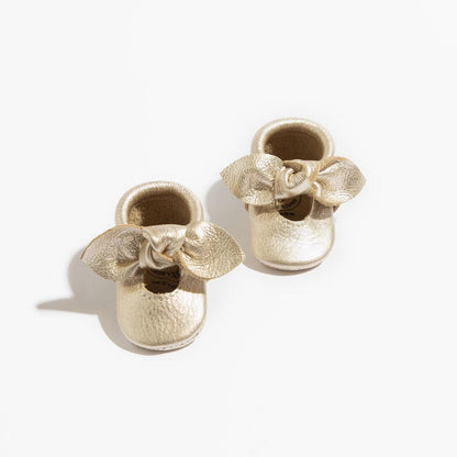 Freshly Picked Newborn Platinum Knotted Bow Baby Shoe