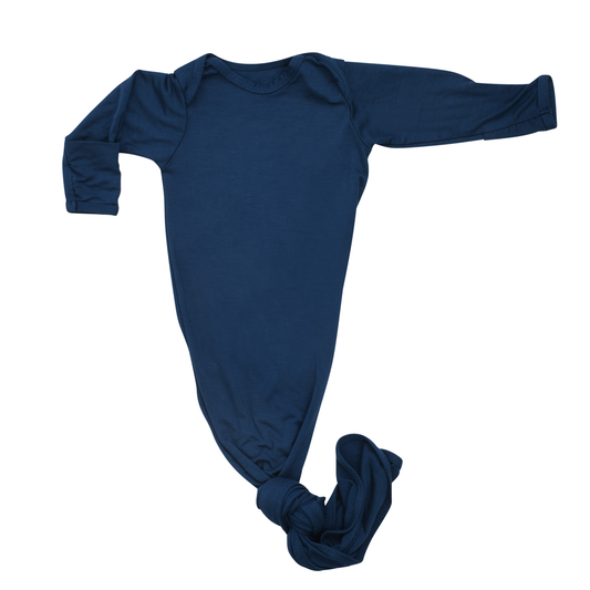 Three Little Tots Navy Blue Knotted Newborn Baby Gown