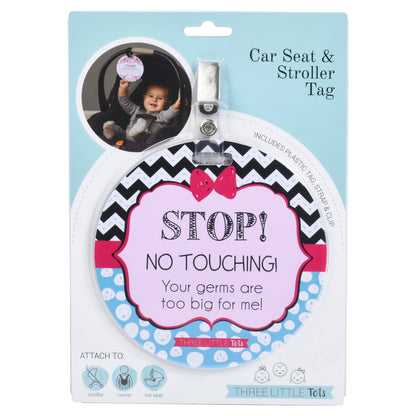 Three Little Tots Girl Zig Zag Please Don't Touch My Baby Car Seat Sign Tag