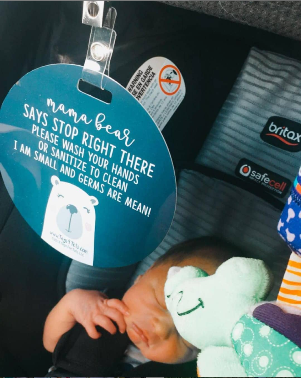 Three Little Tots Mama Bear Please Don't Touch My Baby Car Seat Sign Tag