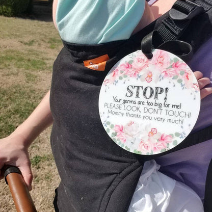 Three Little Tots Flower No Touching Baby Car Seat Sign Tag