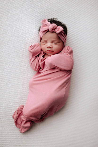 Three Little Tots Rose Knotted Newborn Baby Gown