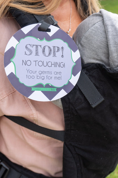 Three Little Tots Stop No Touching Boy Car Seat Sign Tag