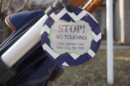 Three Little Tots Stop No Touching Boy Car Seat Sign Tag