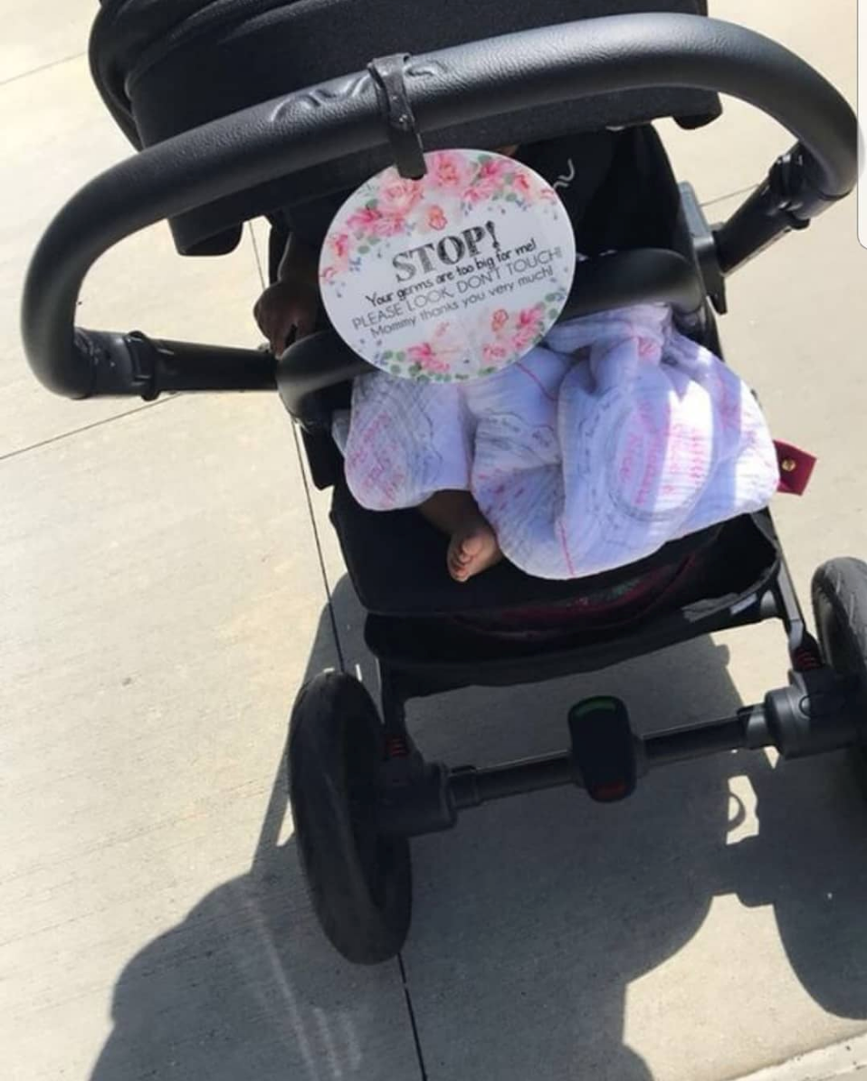 Three Little Tots Flower No Touching Baby Car Seat Sign Tag