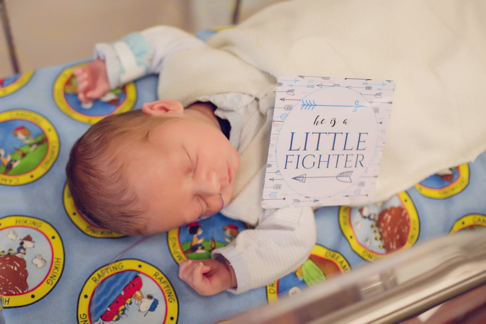 Three Little Tots Boy Preemie NICU Milestone Cards in Plastic