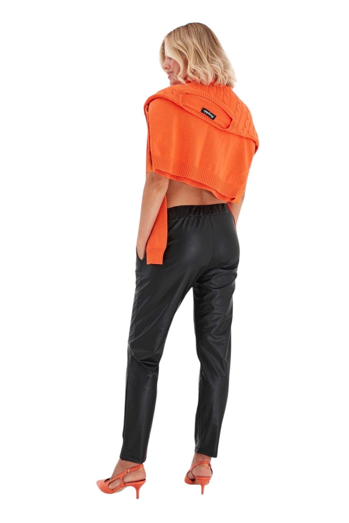 Accouchée Comfy Cool Foldover Waistband Faux Leather Maternity Jogger Pants