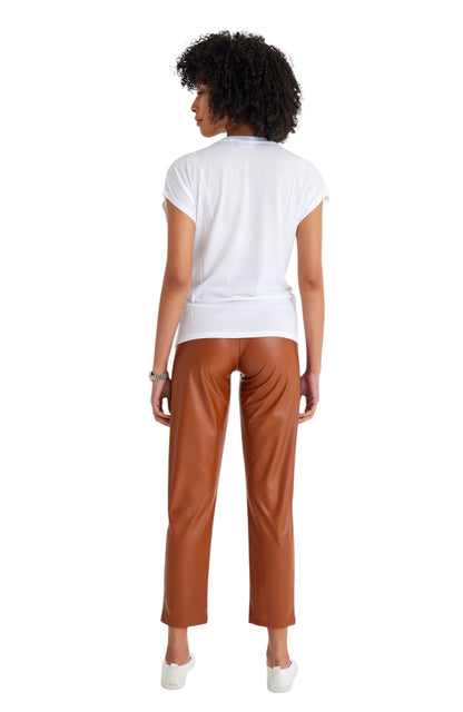 Accouchée Comfy Cool Foldover Waistband Faux Leather Maternity Jogger Pants