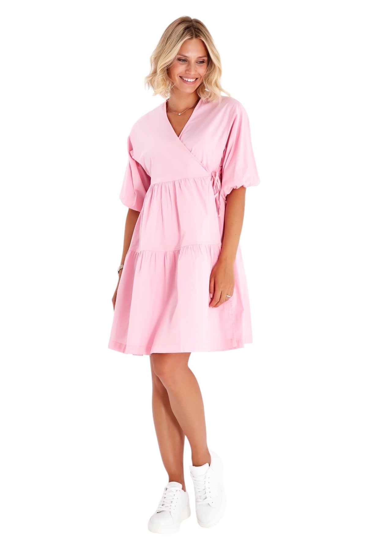Accouchée Waterfall Tie Waist A-Line Maternity/Nursing Wrap Dress