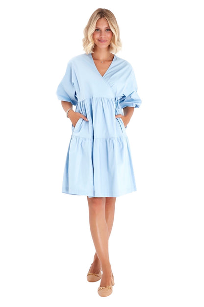 Accouchée Waterfall Tie Waist A-Line Maternity/Nursing Wrap Dress