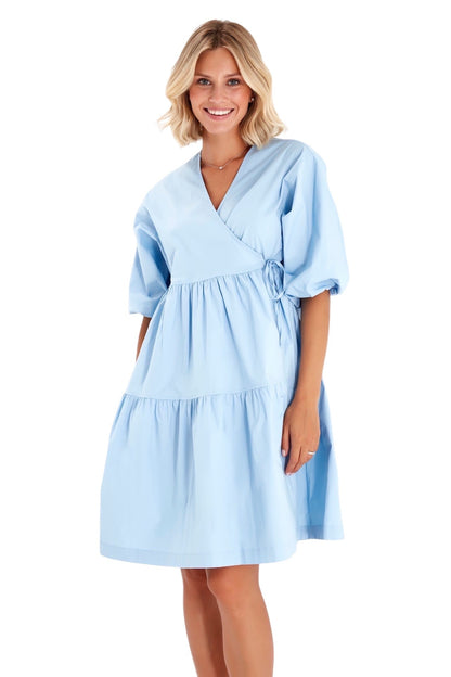 Accouchée Waterfall Tie Waist A-Line Maternity/Nursing Wrap Dress