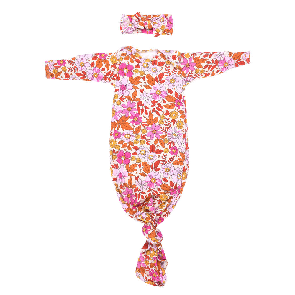 Three Little Tots Wild Child Knotted Newborn Baby Gown