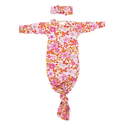 Three Little Tots Wild Child Knotted Newborn Baby Gown